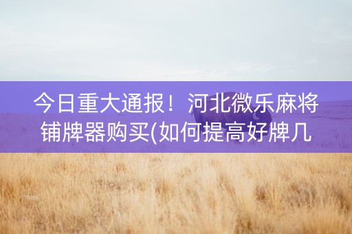 今日重大通报！河北微乐麻将铺牌器购买(如何提高好牌几率)