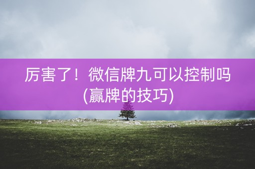 厉害了！微信牌九可以控制吗(赢牌的技巧)