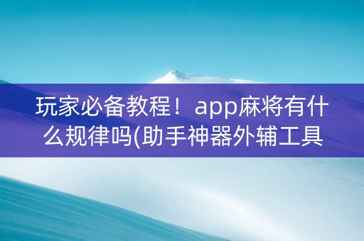 玩家必备教程！app麻将有什么规律吗(助手神器外辅工具)