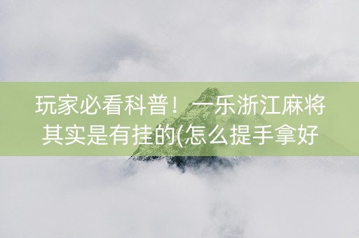 玩家必看科普！一乐浙江麻将其实是有挂的(怎么提手拿好牌)