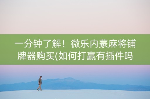 一分钟了解！微乐内蒙麻将铺牌器购买(如何打赢有插件吗)