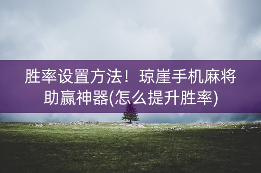 胜率设置方法！琼崖手机麻将助赢神器(怎么提升胜率)