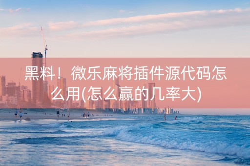 黑料！微乐麻将插件源代码怎么用(怎么赢的几率大)