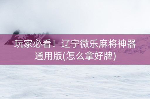 玩家必看！辽宁微乐麻将神器通用版(怎么拿好牌)