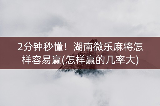 2分钟秒懂！湖南微乐麻将怎样容易赢(怎样赢的几率大)
