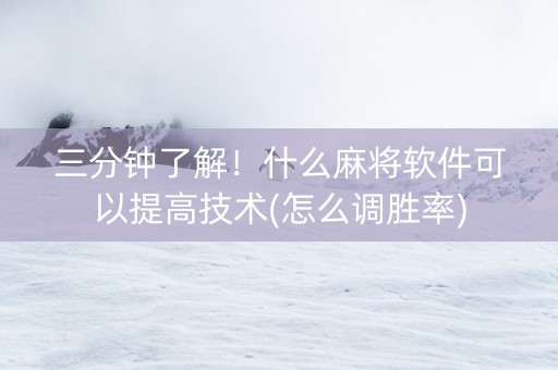 三分钟了解！什么麻将软件可以提高技术(怎么调胜率)
