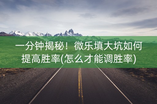 一分钟揭秘！微乐填大坑如何提高胜率(怎么才能调胜率)