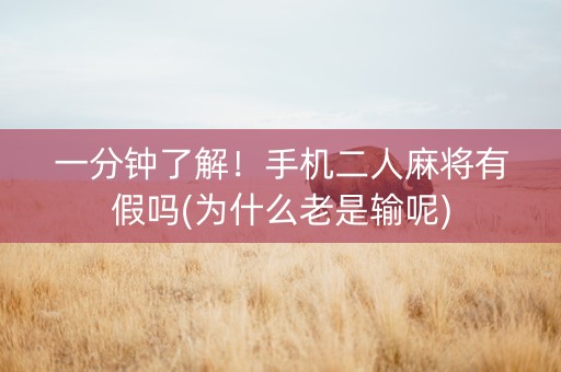 一分钟了解！手机二人麻将有假吗(为什么老是输呢)