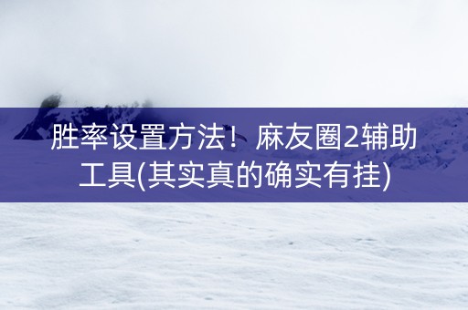 胜率设置方法！麻友圈2辅助工具(其实真的确实有挂)