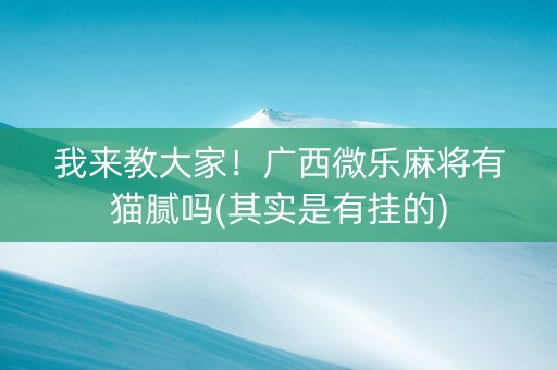 我来教大家！广西微乐麻将有猫腻吗(其实是有挂的)