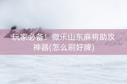 玩家必备！微乐山东麻将助攻神器(怎么刷好牌)