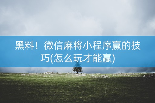 黑料！微信麻将小程序赢的技巧(怎么玩才能赢)
