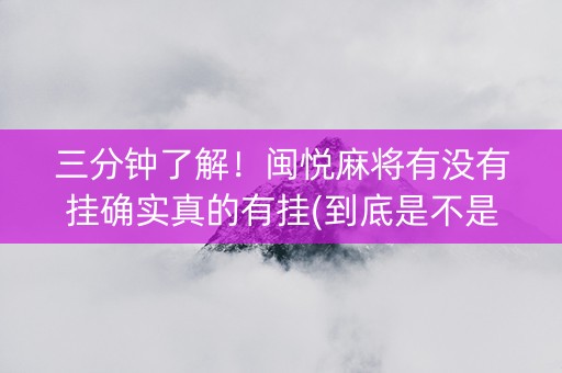 三分钟了解！闽悦麻将有没有挂确实真的有挂(到底是不是有挂)