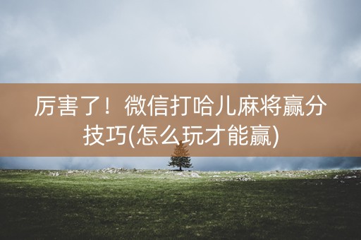 厉害了！微信打哈儿麻将赢分技巧(怎么玩才能赢)