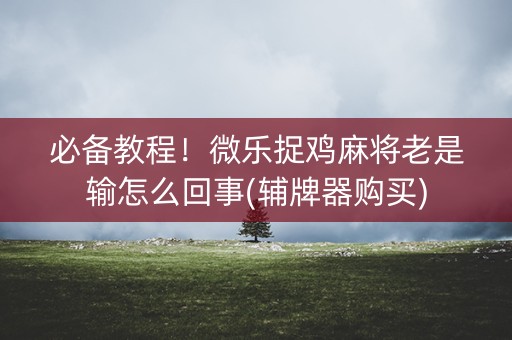 必备教程！微乐捉鸡麻将老是输怎么回事(辅牌器购买)