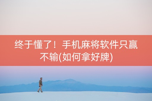 终于懂了！手机麻将软件只赢不输(如何拿好牌)