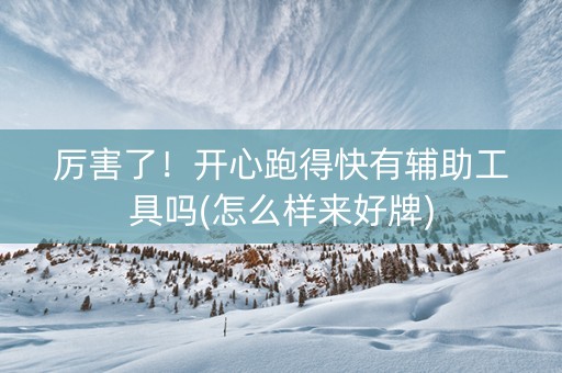厉害了！开心跑得快有辅助工具吗(怎么样来好牌)