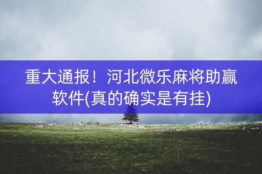 重大通报！河北微乐麻将助赢软件(真的确实是有挂)