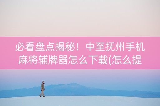 必看盘点揭秘！中至抚州手机麻将辅牌器怎么下载(怎么提高好牌率)