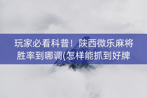 玩家必看科普！陕西微乐麻将胜率到哪调(怎样能抓到好牌)