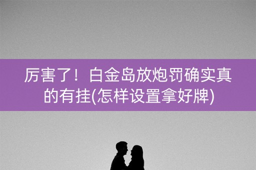 厉害了！白金岛放炮罚确实真的有挂(怎样设置拿好牌)