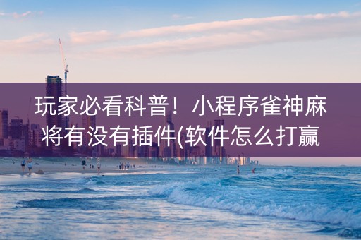 玩家必看科普！小程序雀神麻将有没有插件(软件怎么打赢)