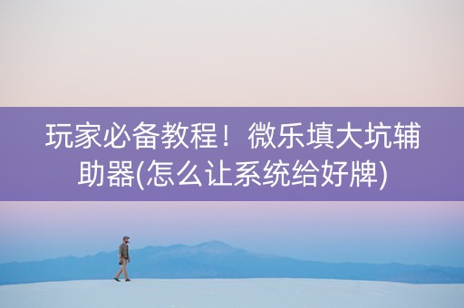 玩家必备教程！微乐填大坑辅助器(怎么让系统给好牌)