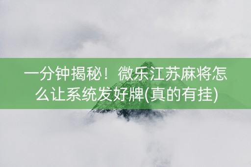 一分钟揭秘！微乐江苏麻将怎么让系统发好牌(真的有挂)