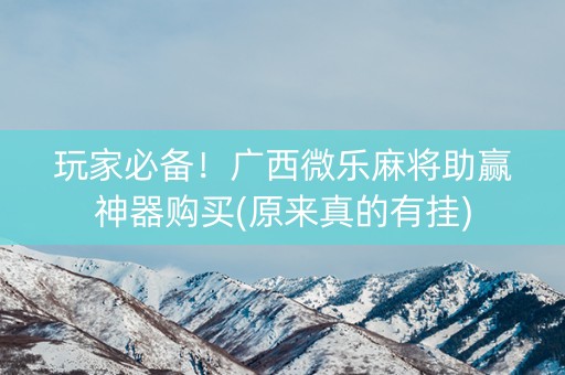 玩家必备！广西微乐麻将助赢神器购买(原来真的有挂)