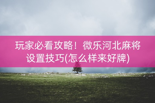 玩家必看攻略！微乐河北麻将设置技巧(怎么样来好牌)