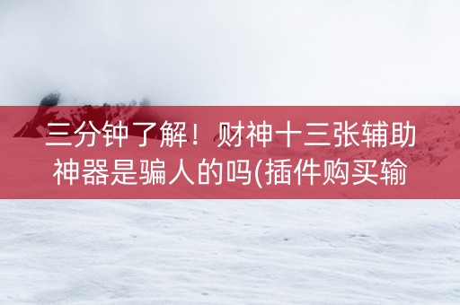 三分钟了解！财神十三张辅助神器是骗人的吗(插件购买输赢规律)