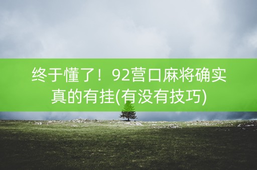 终于懂了！92营口麻将确实真的有挂(有没有技巧)