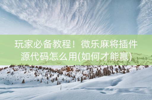 玩家必备教程！微乐麻将插件源代码怎么用(如何才能赢)
