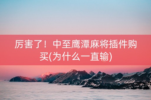厉害了！中至鹰潭麻将插件购买(为什么一直输)
