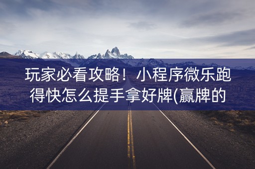 玩家必看攻略！小程序微乐跑得快怎么提手拿好牌(赢牌的技巧)