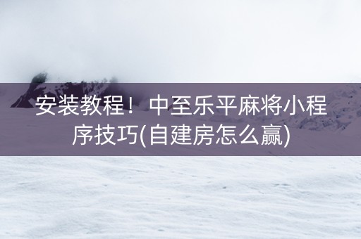 安装教程！中至乐平麻将小程序技巧(自建房怎么赢)