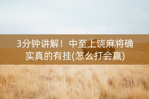 3分钟讲解！中至上饶麻将确实真的有挂(怎么打会赢)
