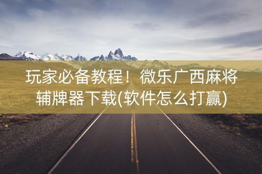 玩家必备教程！微乐广西麻将辅牌器下载(软件怎么打赢)