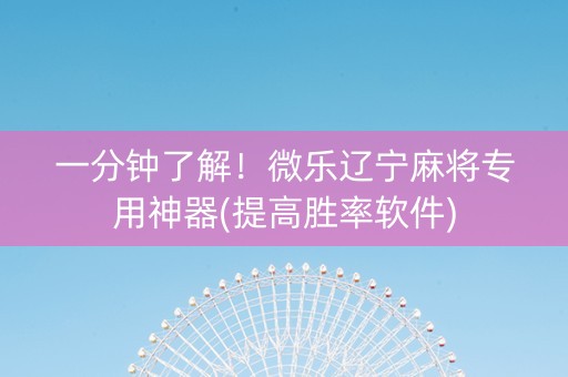 一分钟了解！微乐辽宁麻将专用神器(提高胜率软件)