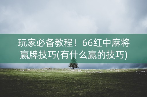 玩家必备教程！66红中麻将赢牌技巧(有什么赢的技巧)
