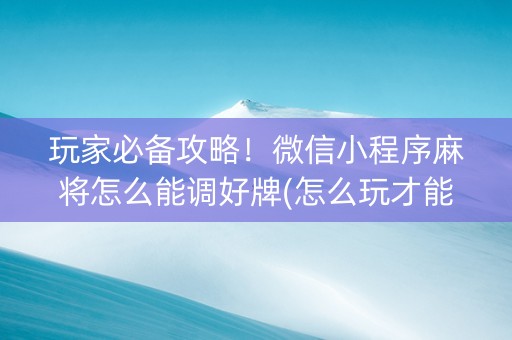 玩家必备攻略！微信小程序麻将怎么能调好牌(怎么玩才能赢)