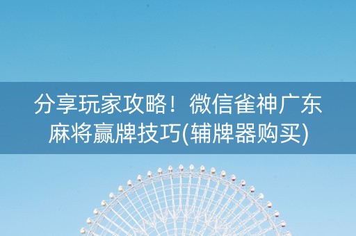 分享玩家攻略！微信雀神广东麻将赢牌技巧(辅牌器购买)