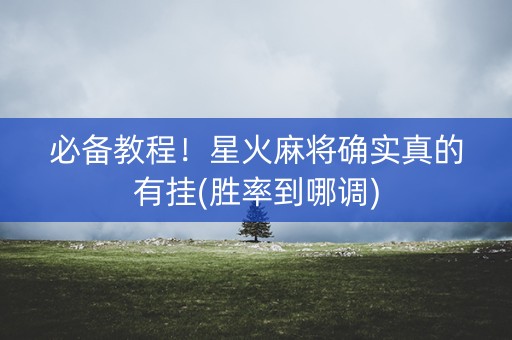 必备教程！星火麻将确实真的有挂(胜率到哪调)