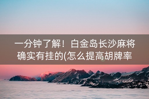 一分钟了解！白金岛长沙麻将确实有挂的(怎么提高胡牌率)