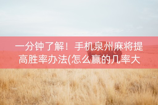 一分钟了解！手机泉州麻将提高胜率办法(怎么赢的几率大)