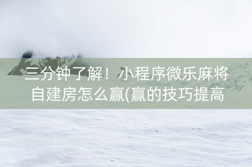 三分钟了解！小程序微乐麻将自建房怎么赢(赢的技巧提高胜率)