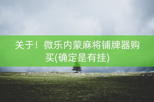 关于！微乐内蒙麻将铺牌器购买(确定是有挂)