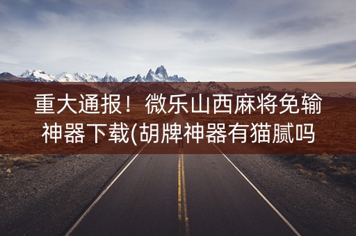 重大通报！微乐山西麻将免输神器下载(胡牌神器有猫腻吗)