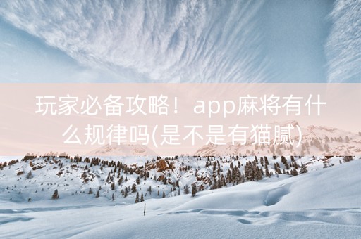 玩家必备攻略！app麻将有什么规律吗(是不是有猫腻)