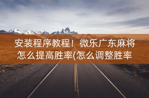 安装程序教程！微乐广东麻将怎么提高胜率(怎么调整胜率)